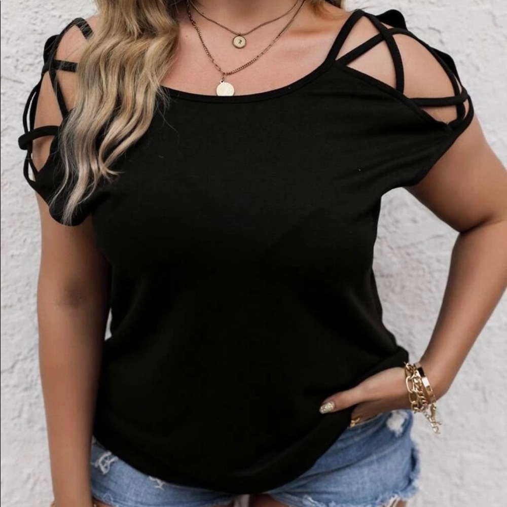 SHEIN Criss Cross Sleeve Tee